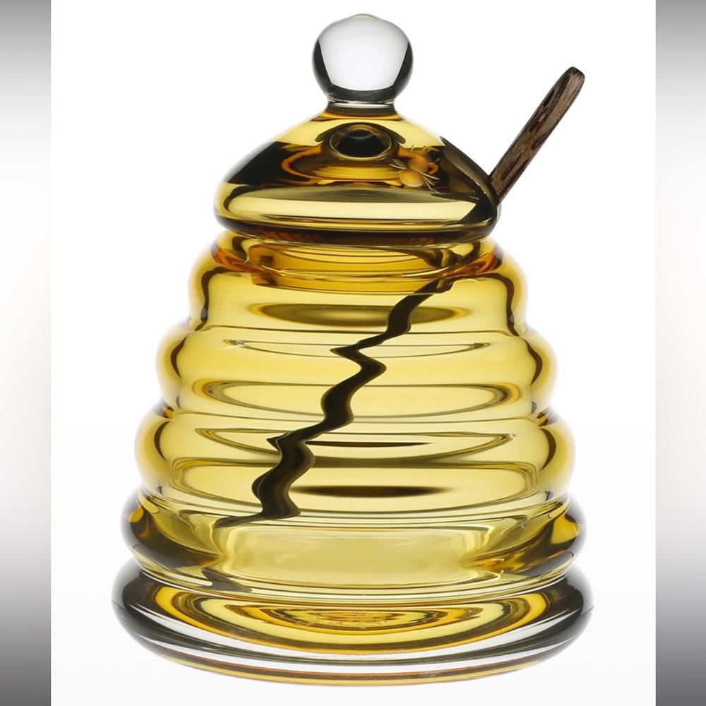 William Yeoward Crystal Honeycomb Honey Jar and Spoon